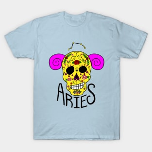 Aries Zodiac Dia De Los Muertos Style T-Shirt